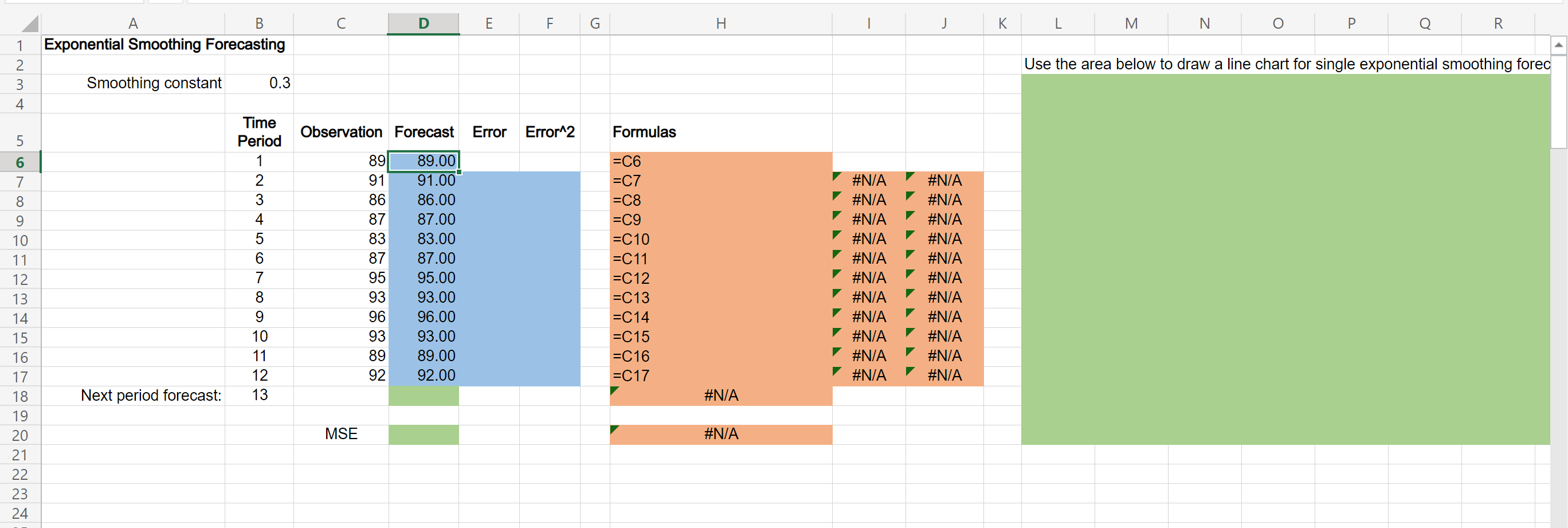 Excel Online Activity: Exponential Smoothing A