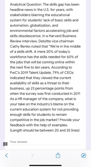 do it asap Analytical Question: The skills gap