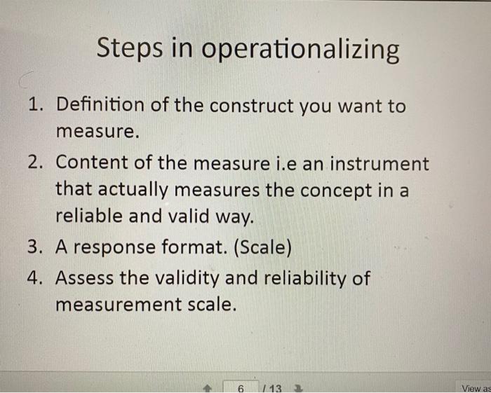 Instructions Operationalize the following and