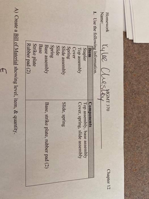 Chapter 12 Kylee Cluesenyt 370 Components Top