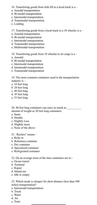 A. What is the relation between transportation
