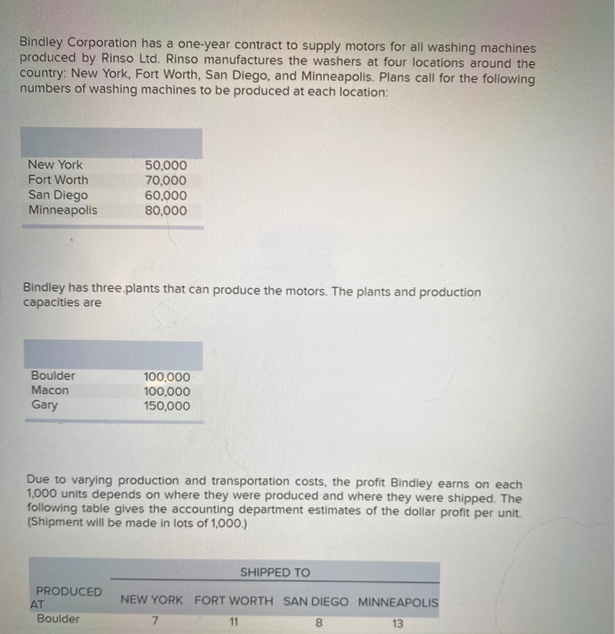 Bindley Corporation has a one-year contract to