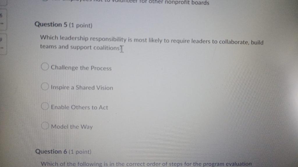 Which leadership responsibility is most likely to