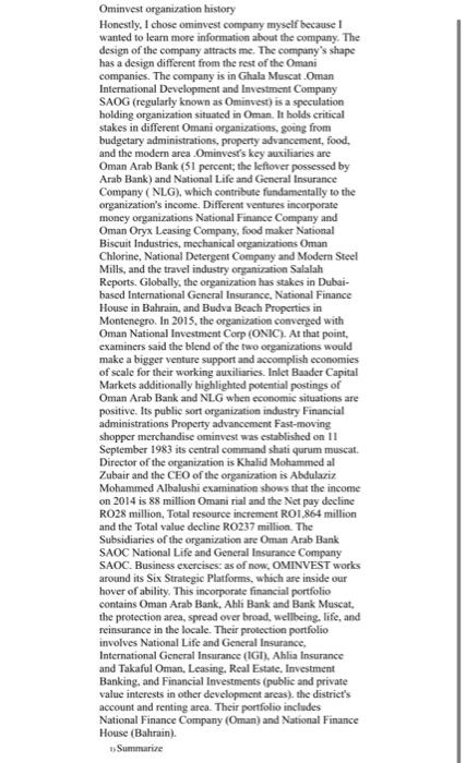 Ominvest organization history Honestly, I chose