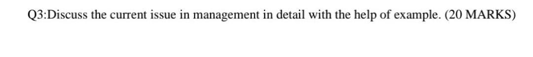 Q3:Discuss the current issue in management in