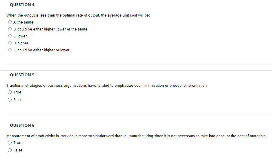 When the output is less than the optimal rate of