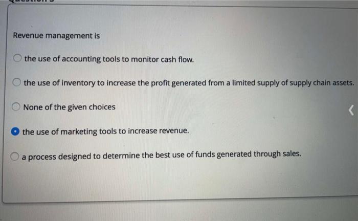 urgent please Revenue management is the use of
