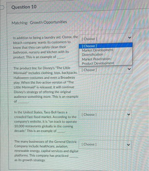 Matching: Growth Opportunities In addition to