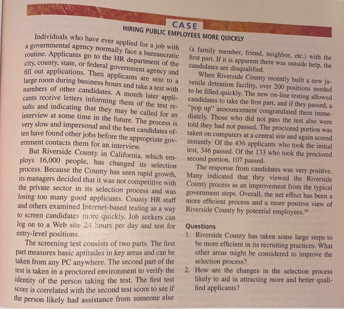 Answer the following questions CASES HIRING