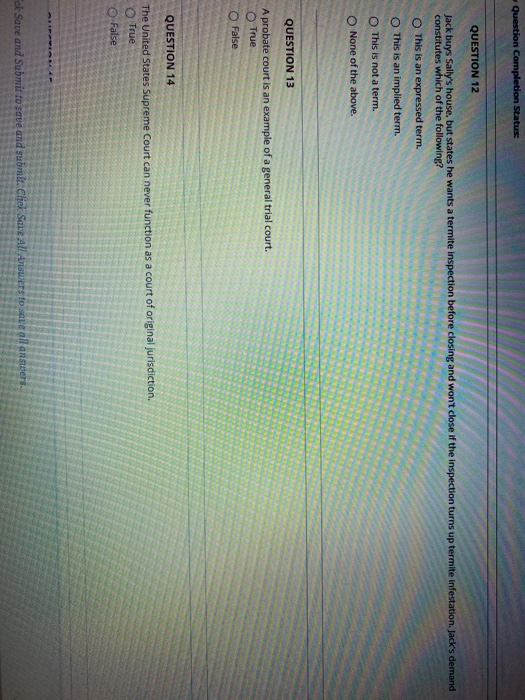 Question Completion Status QUESTION 12 Jack buys