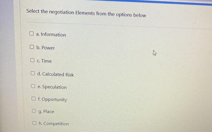 Select the negotiation Elements from the options
