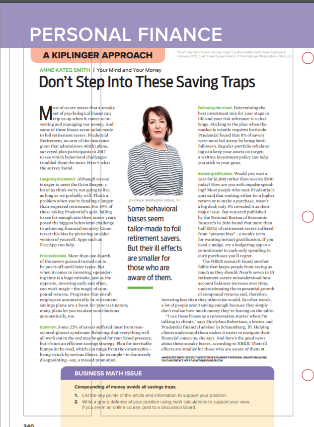 Questions 1 & 2 PERSONAL FINANCE A KIPLINGER