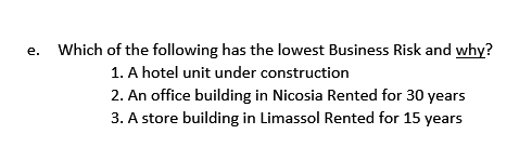 e. Which of the following has the lowest Business