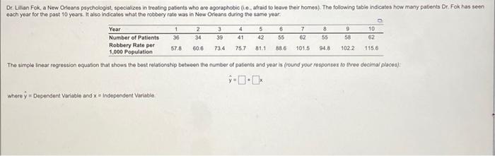 The simple inear rogression equation that chows