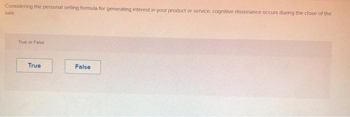 Considering the personal selling formula for