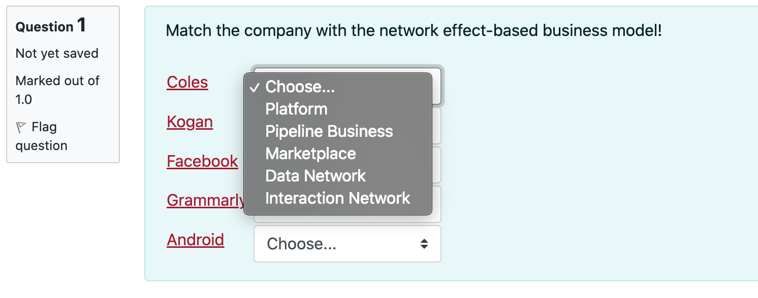 Match the company with the network effect-based