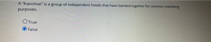 A "franchise" is a group of independent hotels