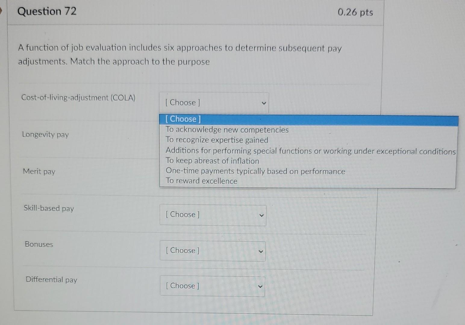 public personnel management Question 72 0.26 pts