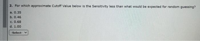 please help me 2. For which approximate Cutoff
