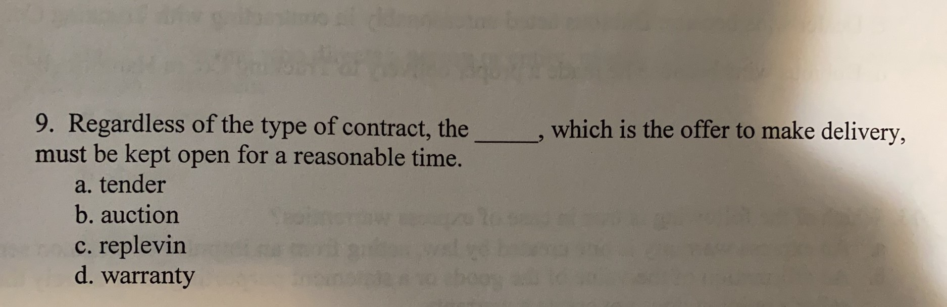 , which is the offer to make delivery, 9.