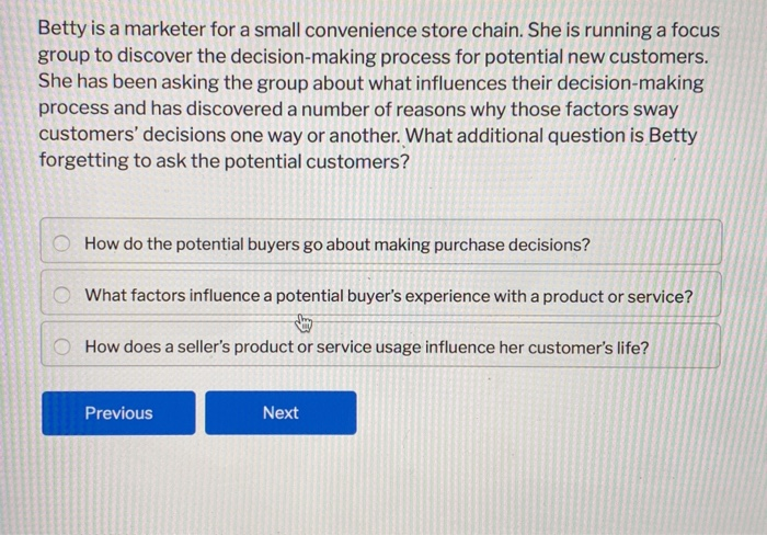 Betty is a marketer for a small convenience store