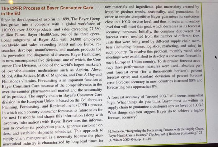 The CPFR Process at Bayer Consumer Care raw