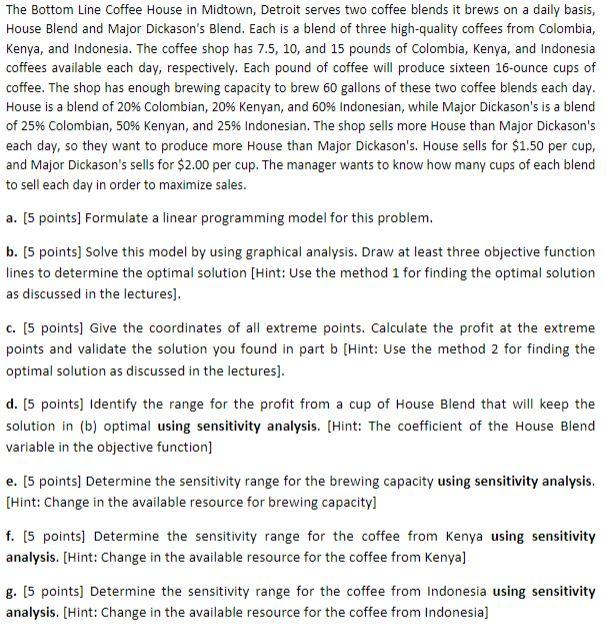 Mainly PART D, E, F, G The Bottom Line Coffee