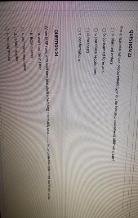 QUESTION 23 For a material whose procurement type