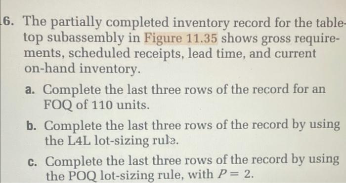 16. The partially completed inventory record for