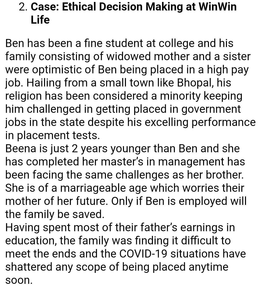 2. Case: Ethical Decision Making at WinWin Life