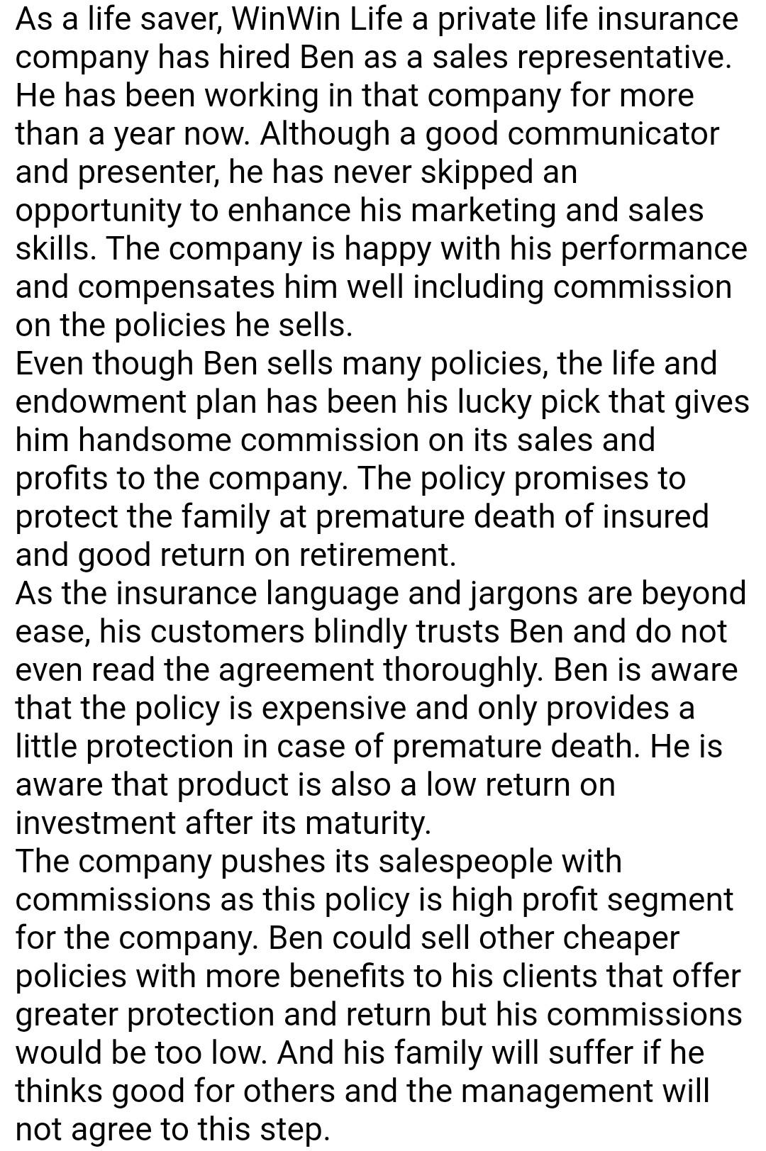 2. Case: Ethical Decision Making at WinWin Life