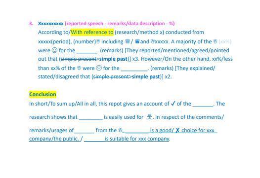 The Report structure MUST like below, Task You
