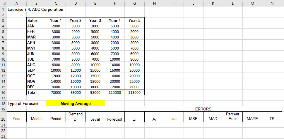 F G H J J K L M N N Year 5 A B D E 1 Exercise