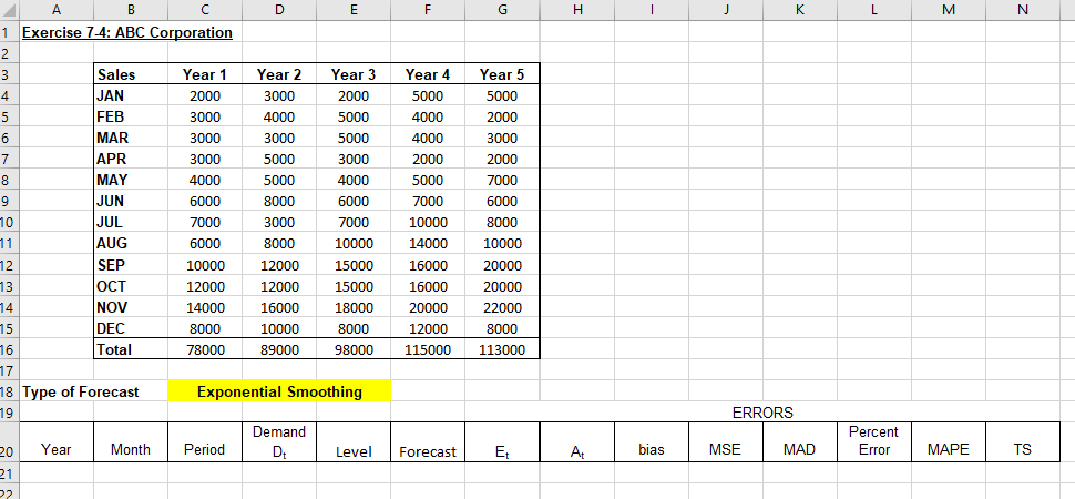 F G H J J K L M N N Year 5 A B D E 1 Exercise