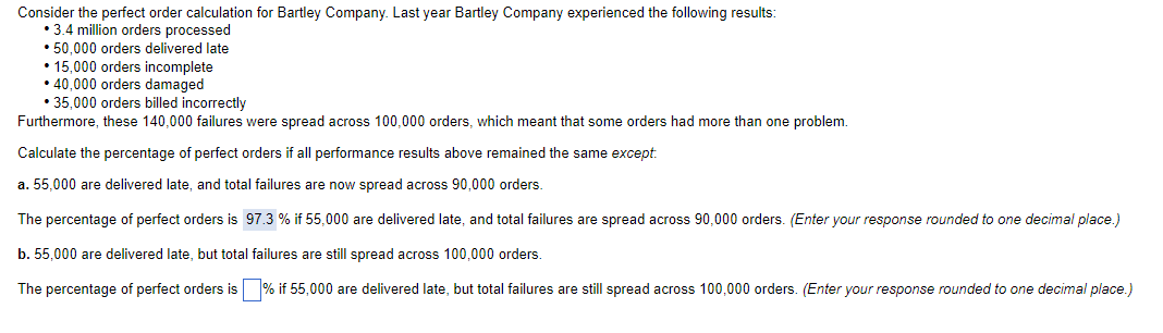 Consider the perfect order calculation for