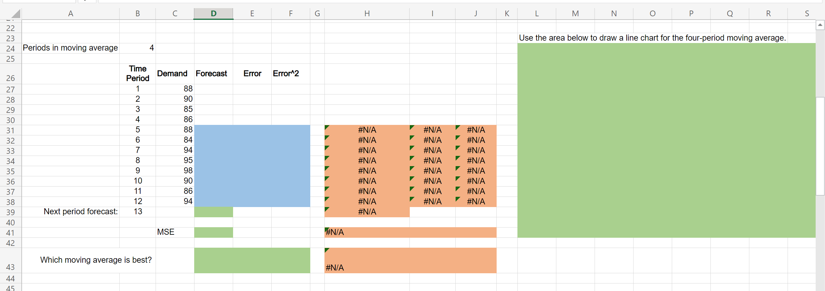 Excel Online Activity: Moving Average A retail