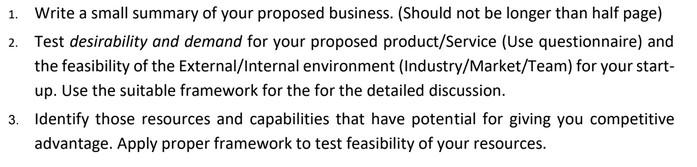 1. Write a small summary of your proposed