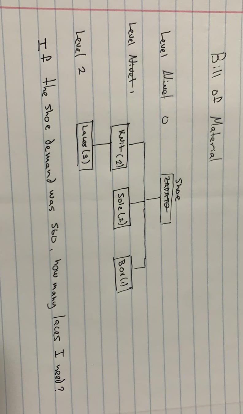 Bill of Material Shoe ZAPATO Level Nivel Level