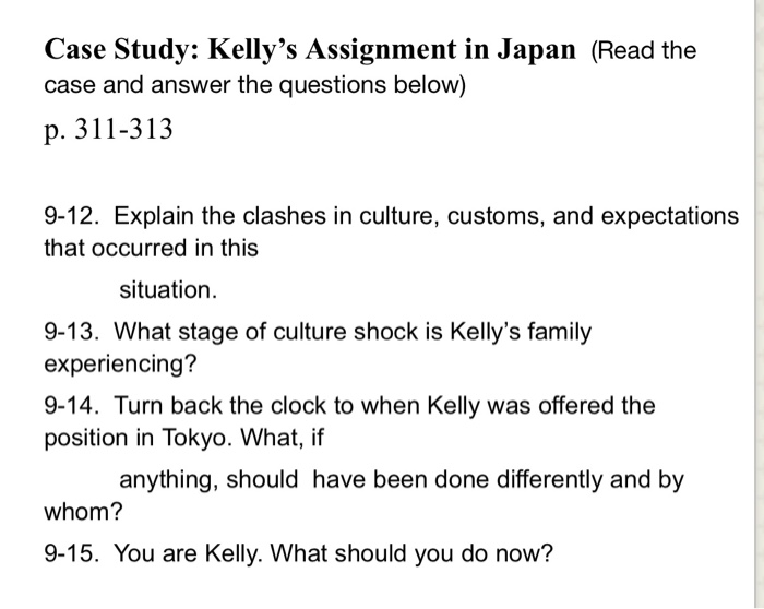 Case Study: Kelly's Assignment in Japan (Read the
