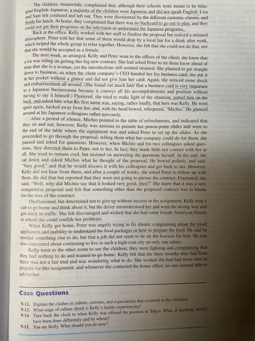 Case Study: Kelly's Assignment in Japan (Read the