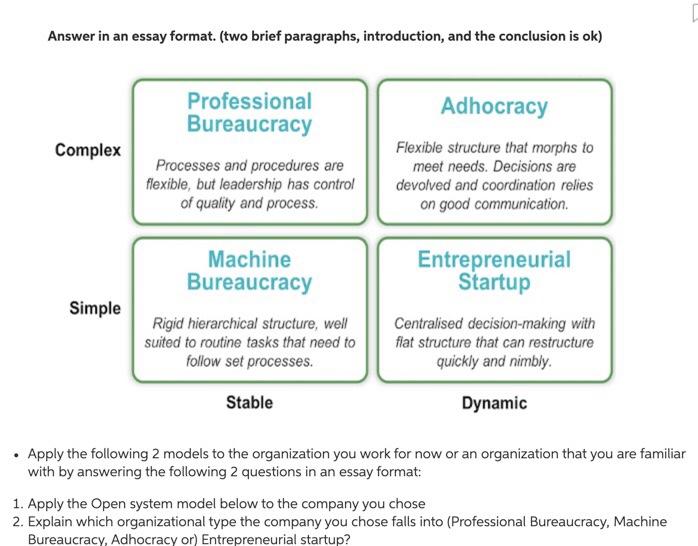 Answer in an essay format. (two brief paragraphs,