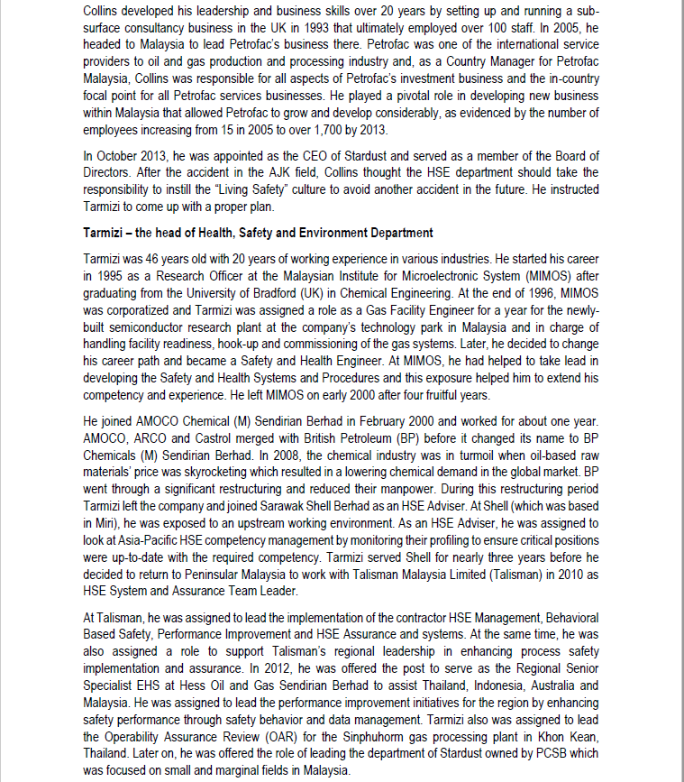 Based on the case study above "Stardust Petroleum