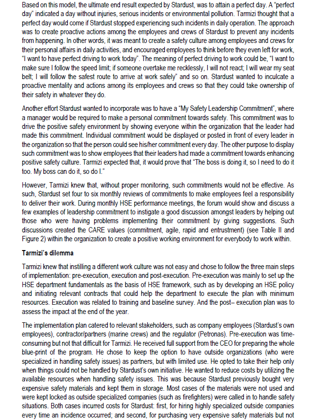 Based on the case study above "Stardust Petroleum