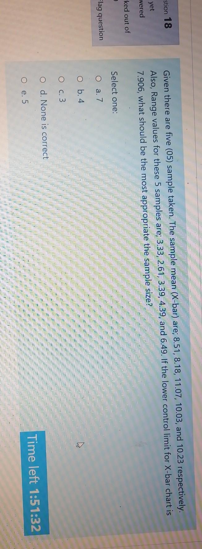 stion 18 yet Given there are five (05) sample