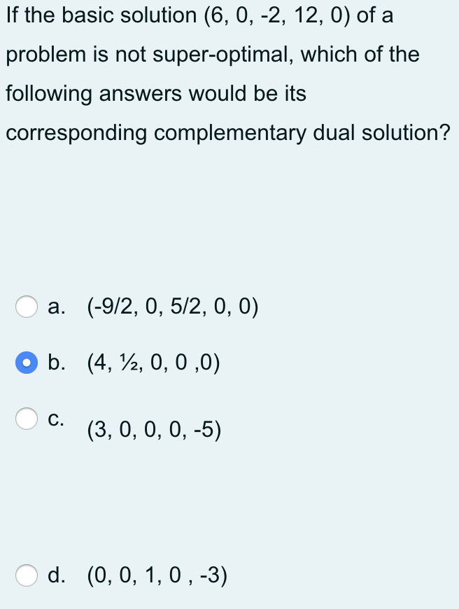 In a simplex tableau, while the optimality