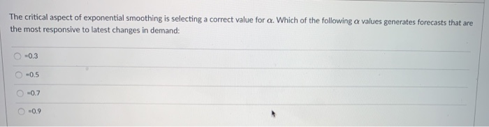 The critical aspect of exponential smoothing is