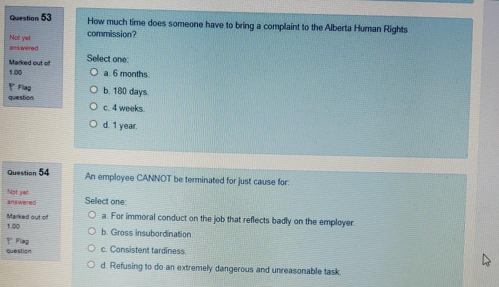 Question 53 How much time does someone have to