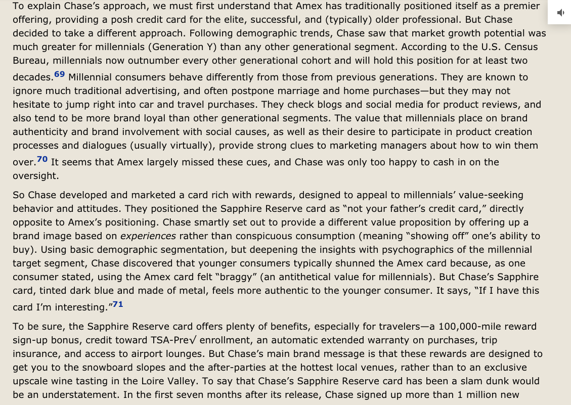 In the battle between Chase and Amex, lumping all