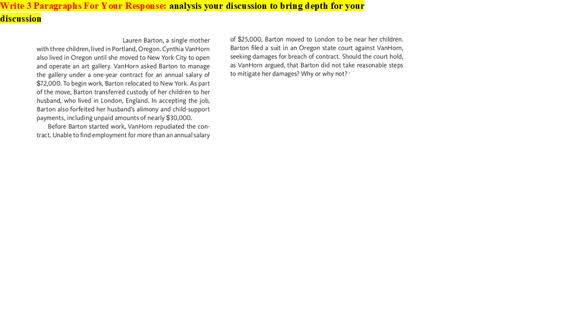 Write 3 Paragraphs For Your Response: analysis