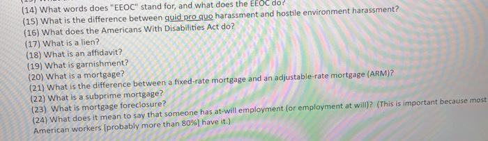 (14) What words does "EEOC" stand for, and what